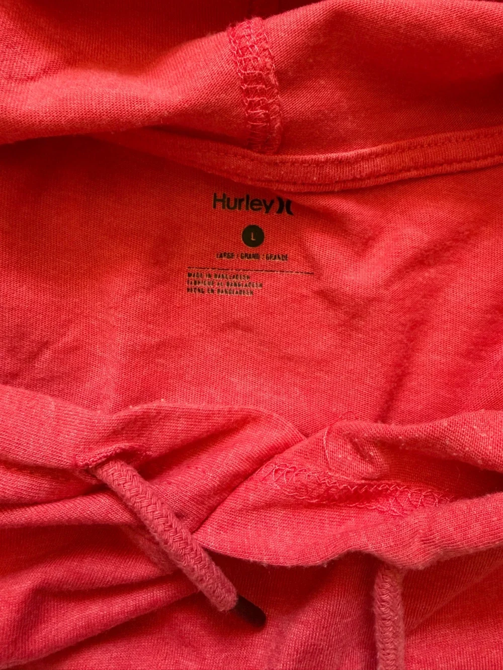 Hurley Men’s Heathered Red and Grey Two-Tone Pullover Hooded Sweater